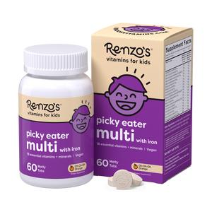 Renzo's Vitamins Picky Eater Multivitamin Dietary Supplements with Iron for Kids - 60 Melty Tabs