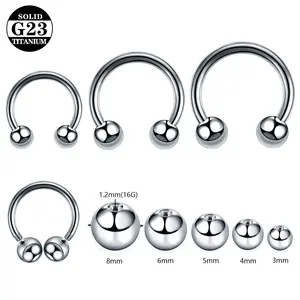 G23 Titanium Horseshoe Circular Barbell, 16G CBR with Ball Ends, Hypoallergenic Piercing Jewelry for Nose, Septum, Lip, Tragus, Cartilage, 3mm-8mm Ball