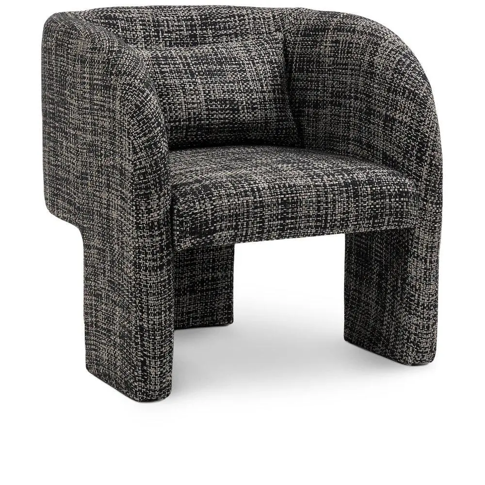 Modern Single-Seat Sawyer Black Weaved Polyester Fabric Accent Chair with Weave Texture