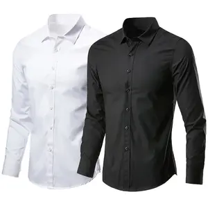 Men's white shirt long sleeves non-iron business formal slim fit Korean style professional work men's white casual suit shirt
