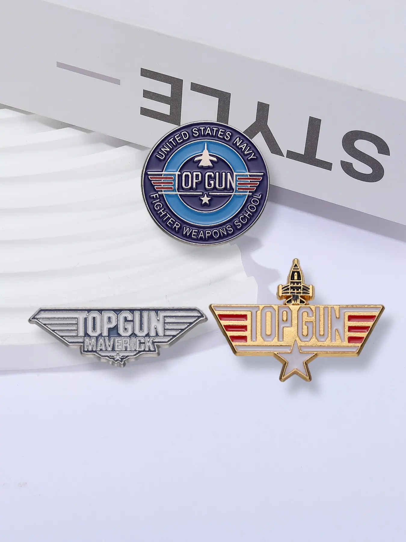 3pcs/set Top Gun Fighter Pilot Enamel Pin, Alloy Brooch Pin, Maverick Badge, Gold Silver Color Star Brooches, Hat Pins, Unisex Daily Wear Accessory, Backpack Hat Sweater Badge, Fashion Jewelry, Gift for Friends Colleagues, Lapel Pin, Men Accessories