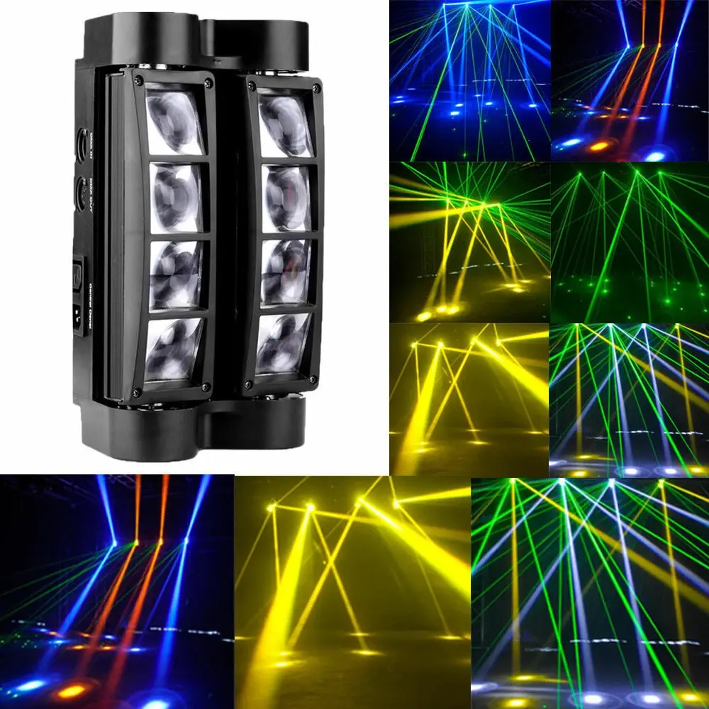 40W 8 LED spider moving head stage lighting beam DMX disco party DJ lamp RGBW DJ atmosphere lamp, KTV rotating sound effect control swaying lamp