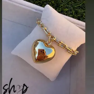 BUBBLE TIFF BRACELET Heart Gold Plated Chain Link Design Fashion Jewelry for Women