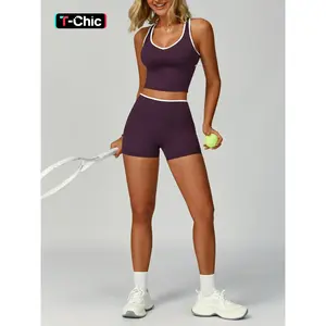 Women's High-Strength Colorblock Yoga Set, Two-Piece Sleeveless Vest & High-Waist Leggings, Summer Running Gym Workout, Athleisure Summer Clothes, Casual Workout Loungewear