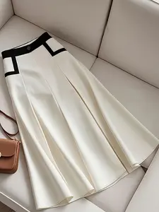 Women's High-End Commuter Elegant A-Line Skirt, Pear Body Shape Slim Fit Dress, Fitted Long Skirt, Bottoms for All Seasons