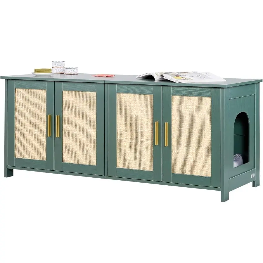 Retro Green & Rattan Doors