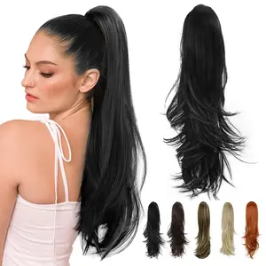 AISI HAIR Ponytail Claw Clip in 22/26 Inch Ponytail Hair Extension For Women Natural Wavy Sythetic Hairpieces for Daily Use fluffy  Synthetic Wigs Glueless Kinky Straight Hair Weave