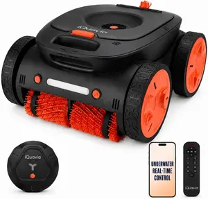 iQuavia Cordless Robotic Inground Pool Cleaner - Underwater App & Remote Direct Control, Signal Buoy, 5500 GPH, 210-Min Runtime, Dual Brush, Smart Navigation, Auto-Park, Black