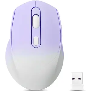 Gradient Purple Dual Mode Rechargeable Silent Slim Laptop Computer Mice BT5.2+USB Receiver for Laptops Desktops Tablets Phones Portable  Mice