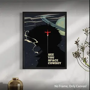 See You Space Cowboy Pattern Letter Cross Print Space Theme Design Unframed Painting, Modern Style Artistic Wall Art Poster, Wall Art Decor for Home Living Room Bedroom Office, Ornaments