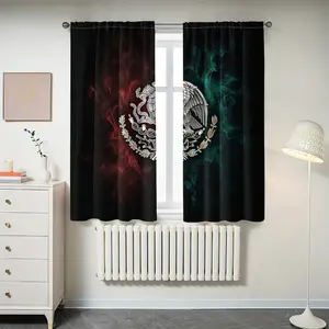 Mexican Coat of Arms Print Curtains, Window Curtain, Home Decoration Curtain, High Definition Digital Printing, Rod Pocket Installation, 100% Polyester, All-Season UV Protection