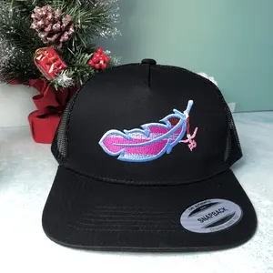 Unisex Feather Embroidered Hip Hop Hat Mesh Hat Outdoor Sport Adjustable Sunscreen Leisure Hat Spring Autumn Travel Tourism Beach Vacation