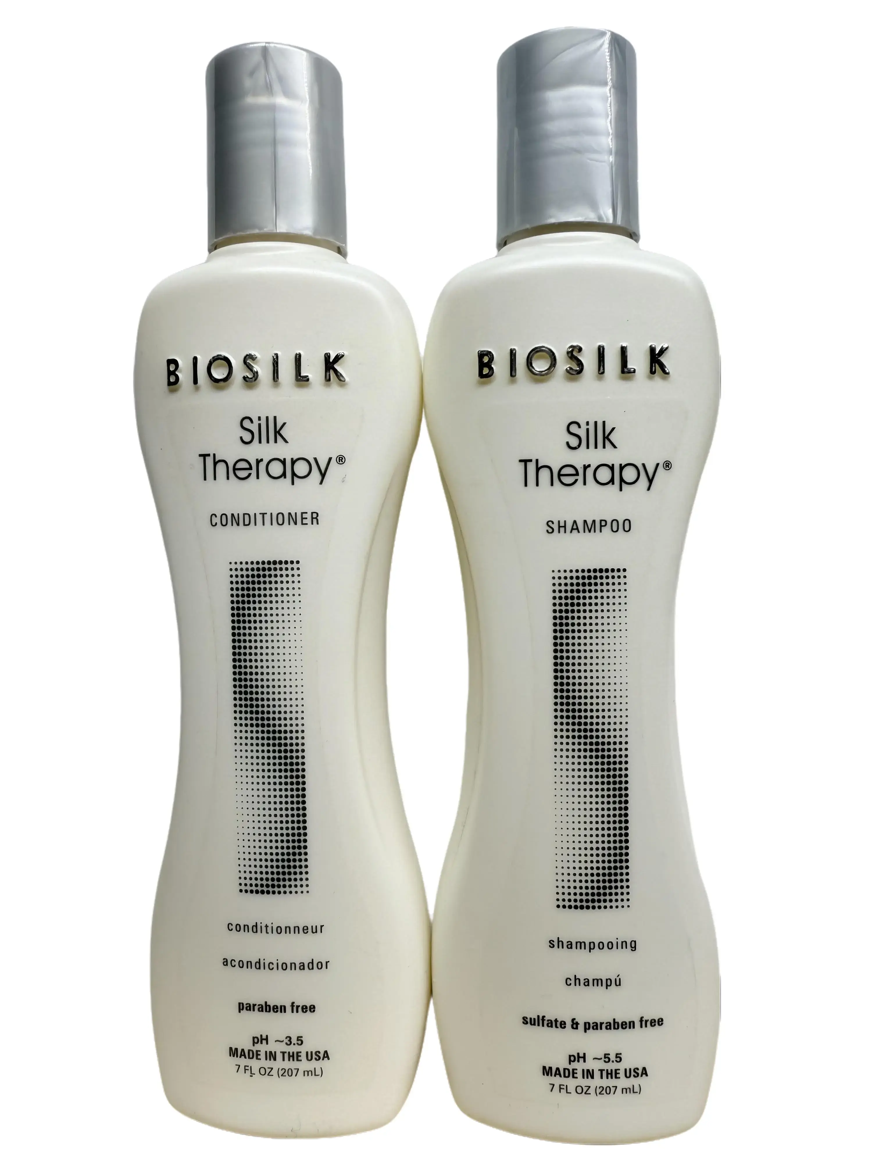 BioSilk Silk Therapy 2-Piece Shampoo & Conditioner Duo Set, 7 Oz Each - Gentle Cleansing, Moisturizing Formula for Shiny, Smooth, Replenished Hair (Sulfate-, Paraben-, Cruelty-Free)