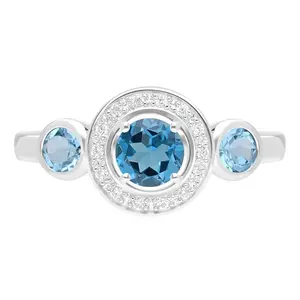 Ariva Sterling Silver Diamonique & Blue Topaz Bristol Ring
