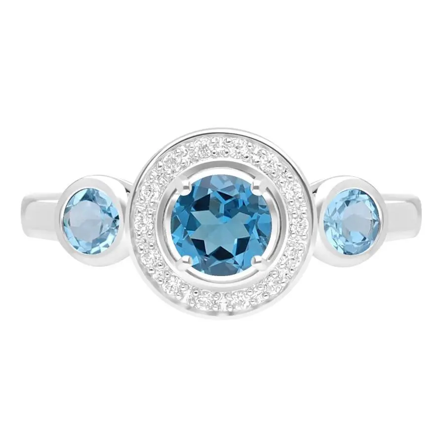 Ariva Sterling Silver Diamonique & Blue Topaz Bristol Ring