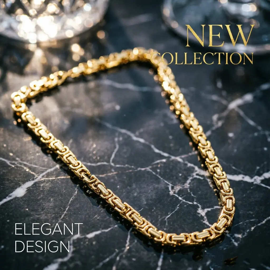 Women's Elegant Byzantine Bead Necklace - 8mm Gold Chain with Pendant, Non-Solid Real Gold Daily Wear Costume Jewelry (No Warning Applicable)