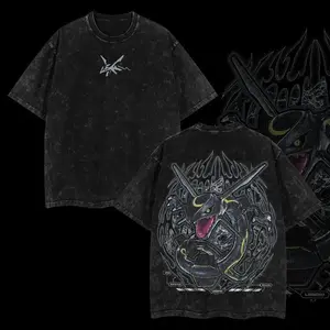 "Rayquaza" Vintage Unisex Oversize Anime Manga Acid Washed Heavyweight Cotton T-shirt, graphic tee,anime lover , outfits men Clothes Menswear