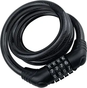 4 Digit Combination Bike Lock Cable, Security Cable Lock with Keyless Password for Bicycle, Skateboard, Gate, Fence, Gym Lockers and Sports Equipment