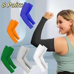 8 Pairs Cooling Arm Sleeves,Arm Sleeves Breathable, Stretchable, QuickDrying For Sports & Daily Use, Unisex lce Fabric, Elastic Fit, SunProtection Accessory For Summer Activities, Cycling, Breathable Compression Sleeves