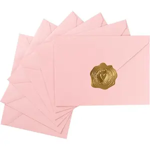 50 Pack A7 Colorful 5x7 Envelopes V Flap Invitation Envelopes for 5x7 Cards, Birthday, Weddings, Graduations, Greeting Cards,  Shower 5.24 x 7.24 Inches (Pink)