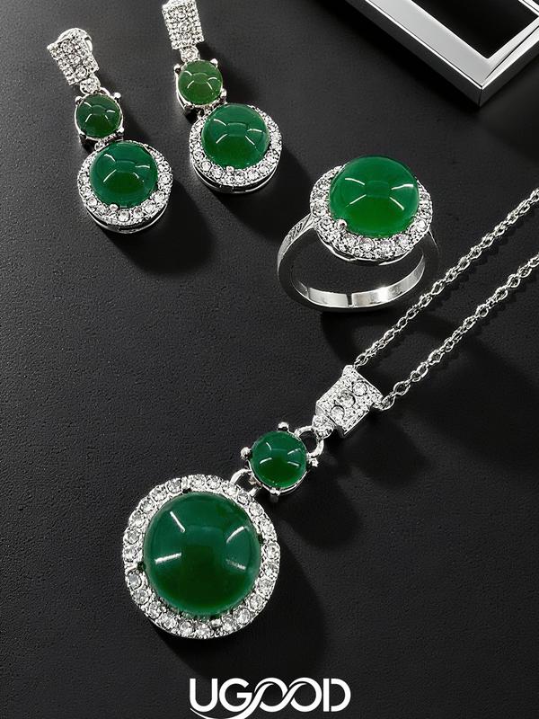 Jade de UGood Jewelry Set, Forged with Zicron, Necklace, Eardrops, and Ring set Amplifies Statement and Aesthetics for Business and Working Occasions, Jade UGood Uplifts your Work Chic and Confidence