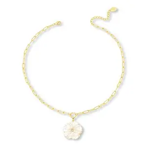 Connie Craig Carroll Jewelry 18" Shell Flower Pendant Necklace