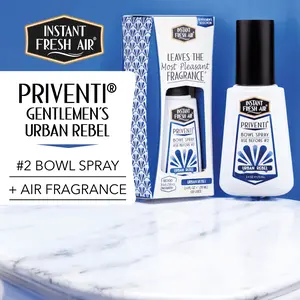 Priventi Urban Rebel for Gentlemen #2 Toilet Spray 2.4 Oz Bergamot & Geranium Scent Alcohol-Free Non-Flammable Odor Neutralizer Fragrance Bottle Deodorizer
