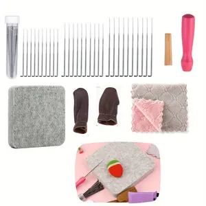 1 Set Needle Felting Kit,Including Needle Felting Pad,Needle Felting Tool with 6"x6"Needle Felting Mat,Felting Needles for Wool,Leather Finger Guards,Good for Any Felting,Felt Crafts