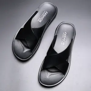 Men's slippers 2025 new summer casual beach sandals Outdoor sandals Footwear Walking Shoes Boy Flipflop Slide Tsinelas Weight Parent Black  TikTok Black Friday Store
