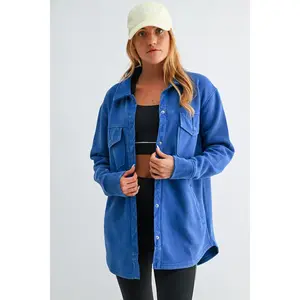 Snap-on Shacket With Pockets
