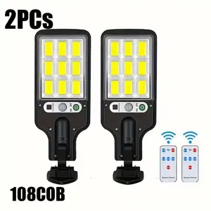 2/4pcs Solar Sensing Street Lights And Wall Lights, Equipped With Remote Control, Intelligent Motion Sensing System, Outdoor Waterproof, Solar Lithium Battery, Plastic Material, Suitable For Channel Lighting, Gardens, And Courtyards.