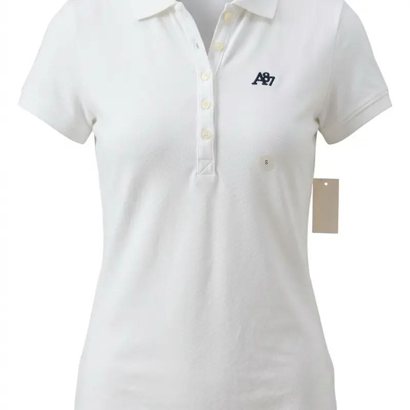 This Aéropostale A87 piqué polo shirt features a white color with a contrasting white embroidered logo on the chest. . Sizes M
