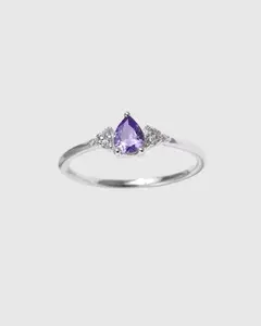 Dainty Amethyst Ring - 925 Sterling Silver - Gold & Silver