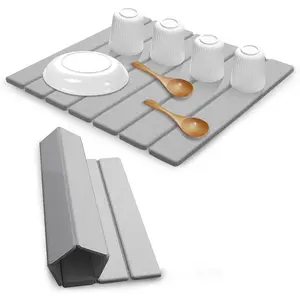 Large Stone Dish Drying Mats for Counter , Quick Dry Absorbent Collapsible Dish Drying Mat, 24"(L)x16"(W) Diatomaceous Earth Mats for Dishes Cups,Any Countertop