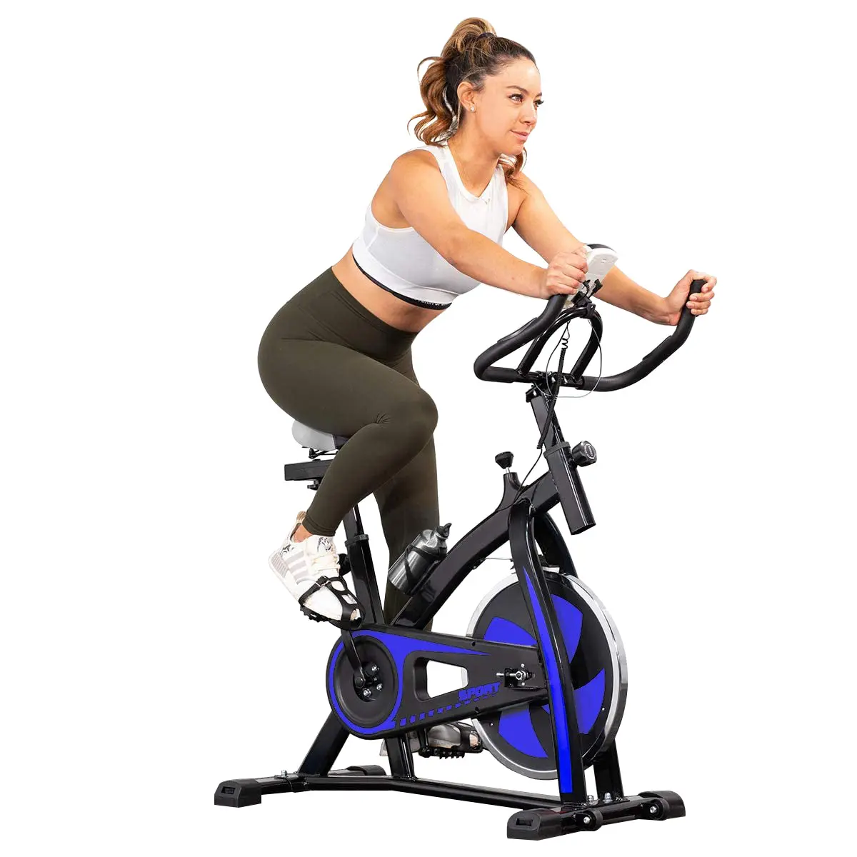XtremepowerUS LED Stationary Cycling Trainer - 22lbs Flywheel, At-Home Exercise Bike, Computerized Fitness Equipment for Indoor Workouts, At-Home Exercise Bikes, Computerized Exercise Bikes