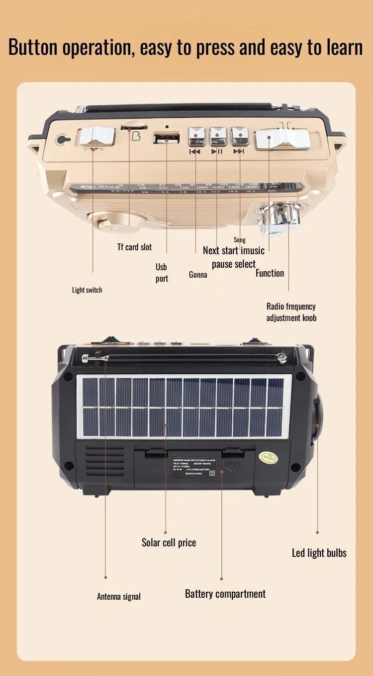 Emergency Weather Alert Radio Hand Crank Radio Emergency Weather Radio Portable Power Bank Usb/Solar/Hand Crank Charging, Bluetooth Loud Volume