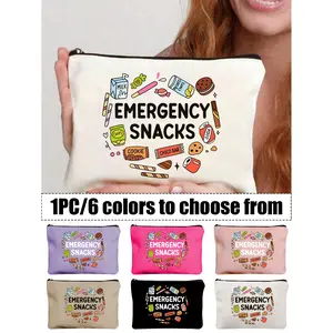 Emergency Snack Letter Printed Storage Bag, Multifunctional Organizer, Makeup Pouch, Cosmetic Pouch, Party Favors, Christmas Gift, Travel Souvenir