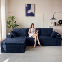 Navy-Left Facing Chaise
