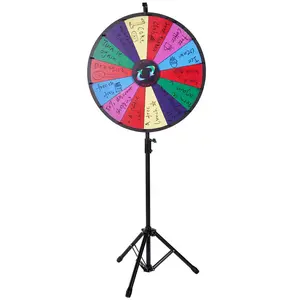 【fathersdaygift】VEVOR 24 inch Spinning Prize Wheel 14 Slots Spinning Wheel with Height Adjustable StandRoulette Wheel with a Dry Eraseand a Storage BagWin Fortune Spin Games in Party Pub Trade Show Carnival
