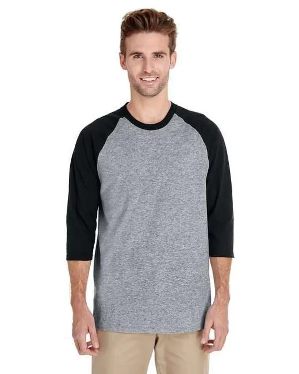 Gildan Men's Classic 3/4 Sleeve Raglan Baseball Shirt - Fitted Heavy Cotton Jersey Top with Enhanced Durability, Shortsleeve