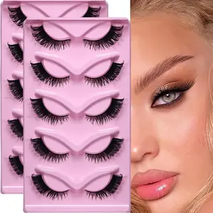 10Pairs/2Pack Fluffy Wispy Cat Eye Fake Lashes Premium False Eyelashes Durable Lash Extensions For Women Party Festival Everyday Makeup