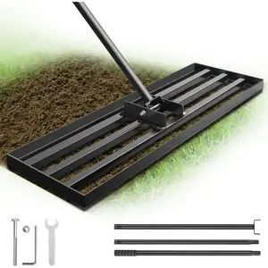 Lawn Leveling Rake for Yard Soil with 7  Adjustable Handle Lawn Leveler, Heavy Duty Yard Leveling Rake Tool Anti-Flip for Soil Golf Courses/Yard Rakes for Lawns (17"x10" rake)