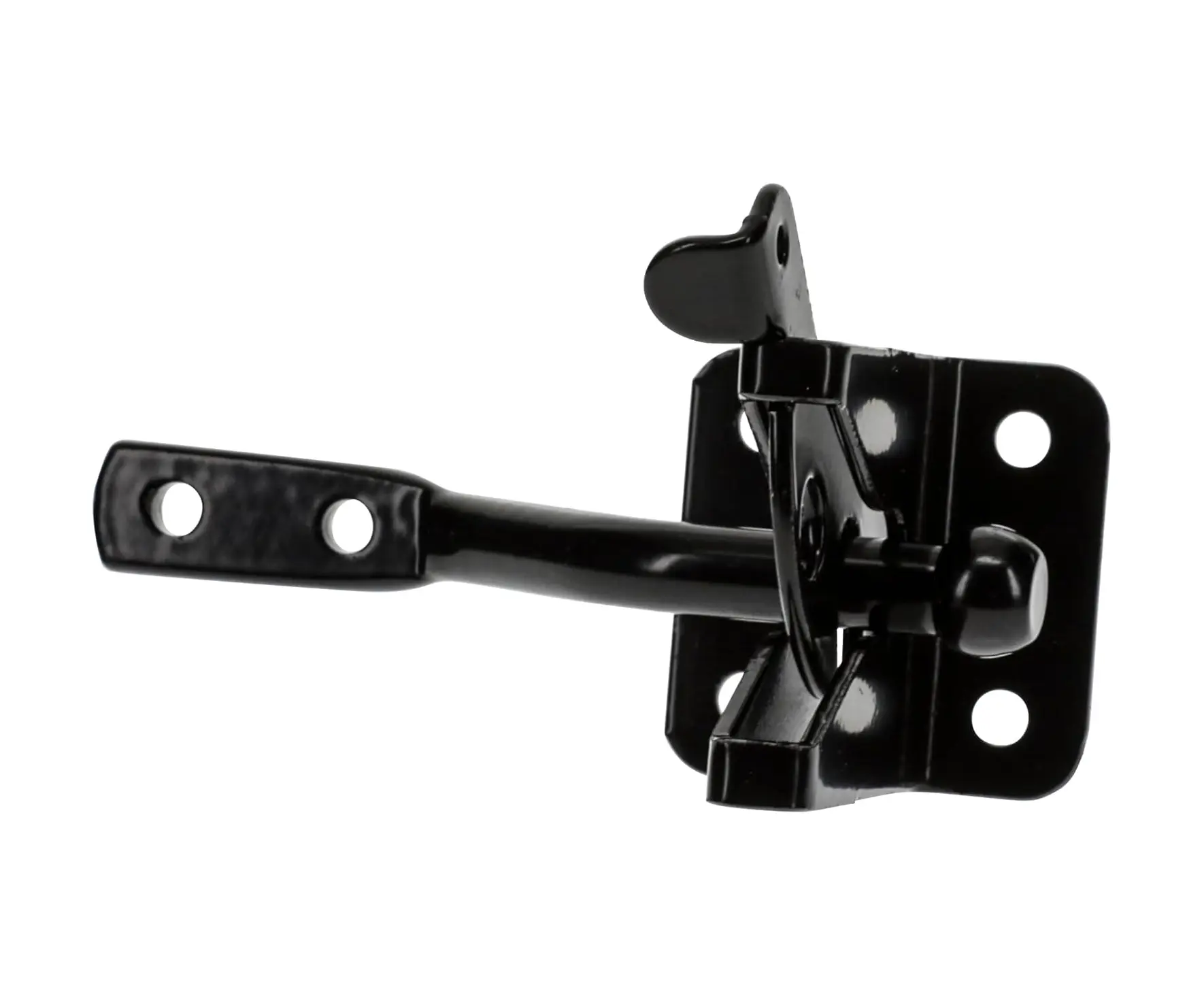 Black Steel Automatic Self-Latching N184-861 Model Door Hardware, 4-in Strike Heavy Duty Sturdy Lock, Easy Installation for Outswing Metal Gates, Agricultural Farm Fence Animal Pens, Ensures Secure Closure