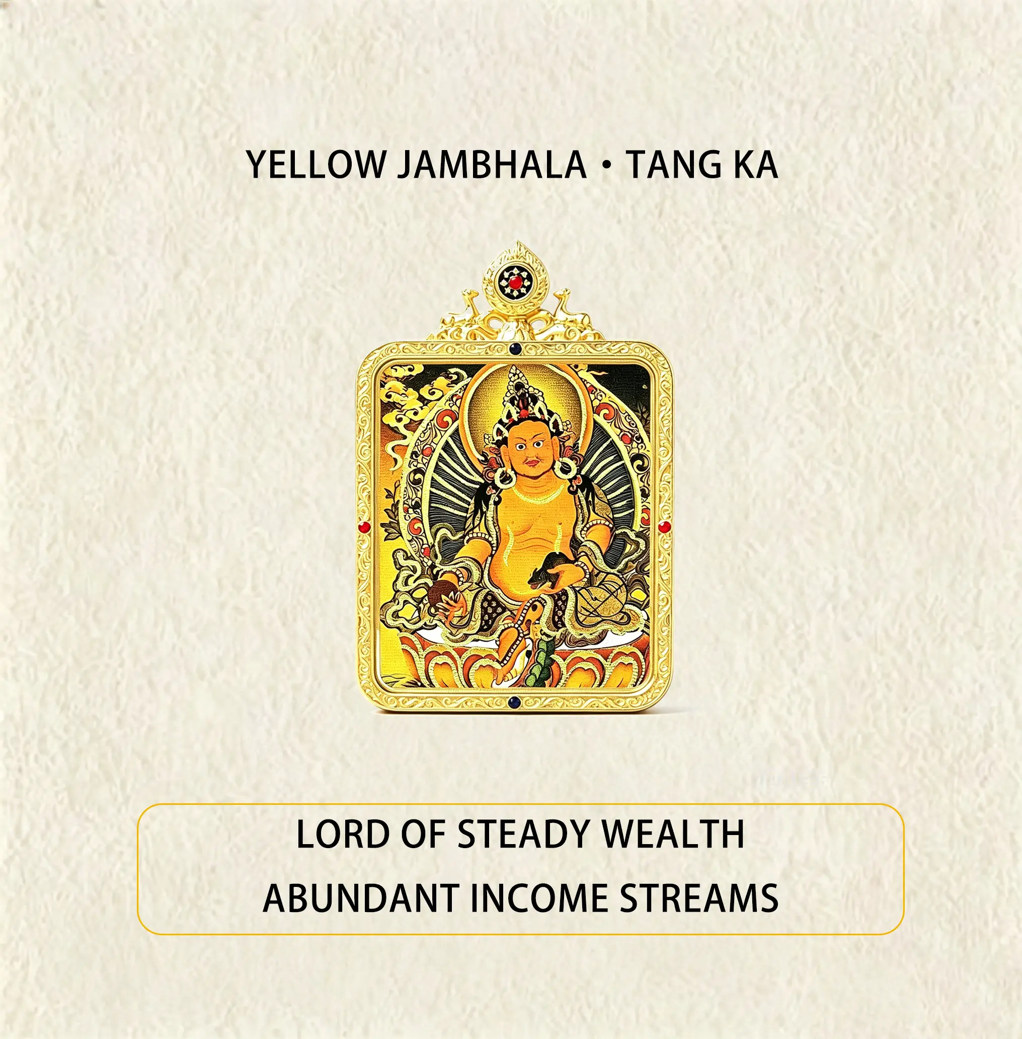 Dainty Gold-Plated Thangka Charms & Pendants - Hand-Painted Dual Deity Ethnic Lucky Charm, Premium Craftsmanship Zambala Amulet for Financial Goals, Lightweight Sustainable Fashion Accessory