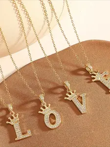 Crown Letter Design Pendant Necklace, Fashion Accessory Necklace, Fashion Jewelry for Party, Daily Clothing Decor, Trendy All-match & Exquisite Jewelry for Birthday Gift