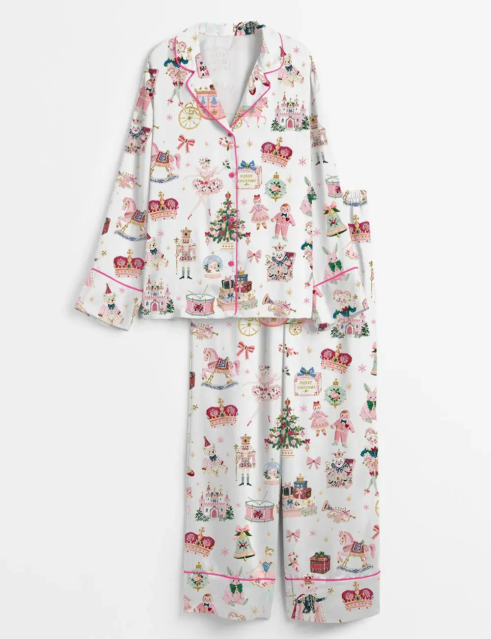 Nutcracker Christmas Ballerina Mouse King Holiday Party Pajama Set, Sleepwear for Women