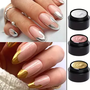 OsNailmall 3-Piece Set Nail Art Metal Gel Polish, Cosmetic, Silver Color Rose Gold Mirror Finish, UV LED Manicure Tools for Professional Nails
