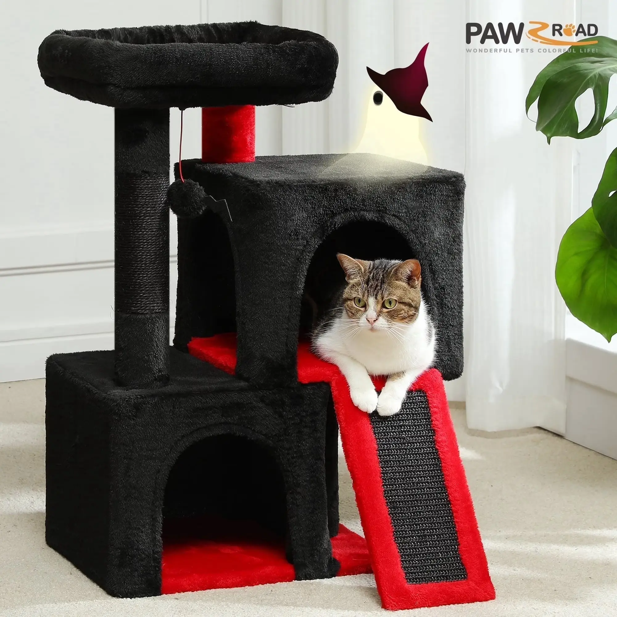 30 Cat Tree Condo with Sisal Scratching Post Tower Ramp for Indoor Cats