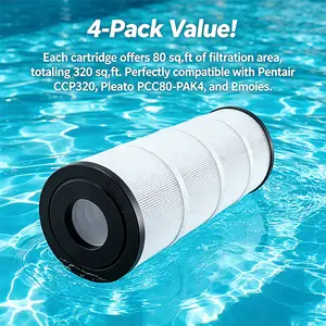 Swimming Pool Water Purification Filter Assembly - EPA-Certified 3-Leaf Fiber Replaceable Filter, Compatible with CCP320, PCC80-PAK4, R173573 for Clear Transparent Pool Water summergarden