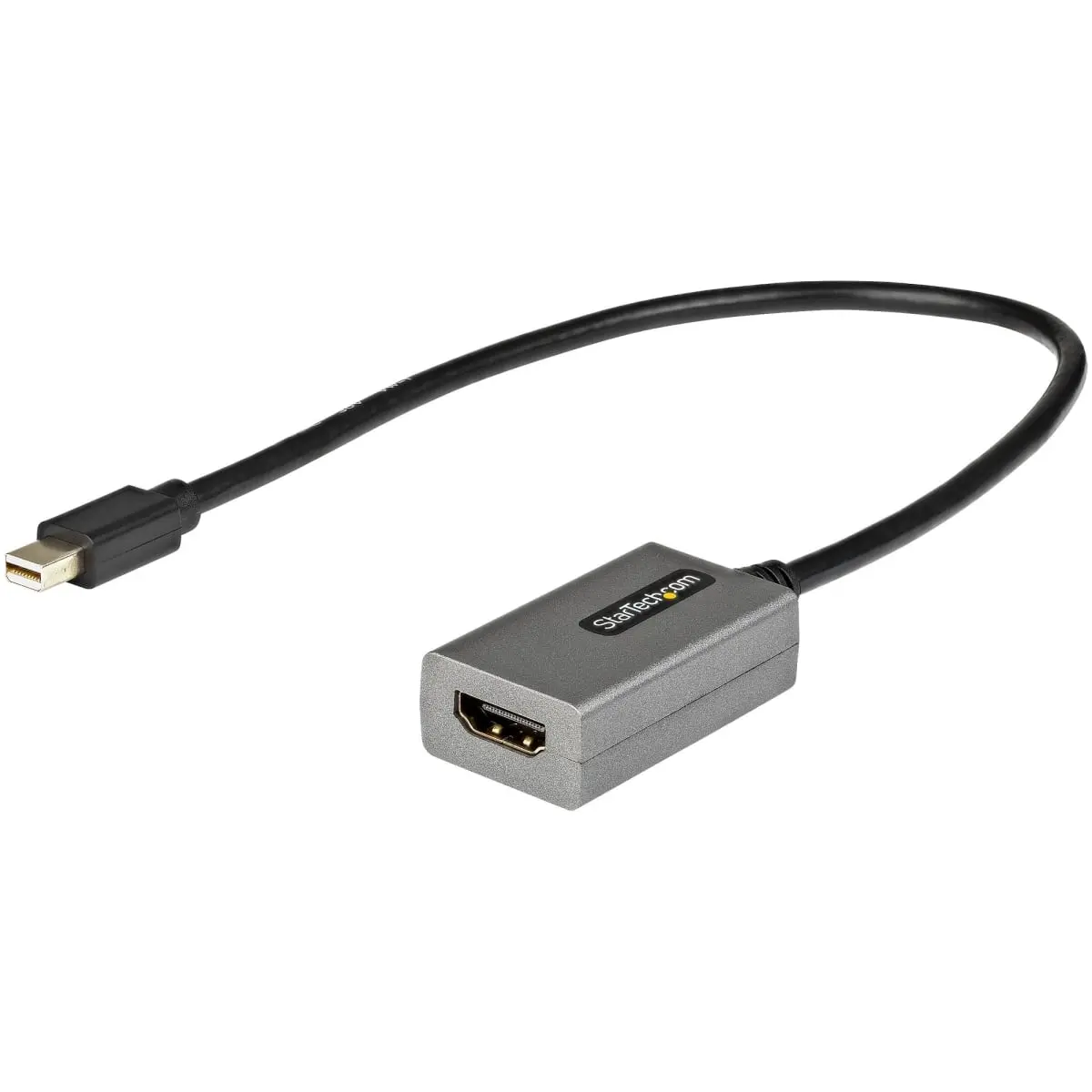 Startech Portable Mini DisplayPort to HDMI Connector Adapter with 12in Cable - Black, 1920x1200 / 60hz, HDMI Output, Connection for Business Computers, Monitors, Extended Reach, Projectors
